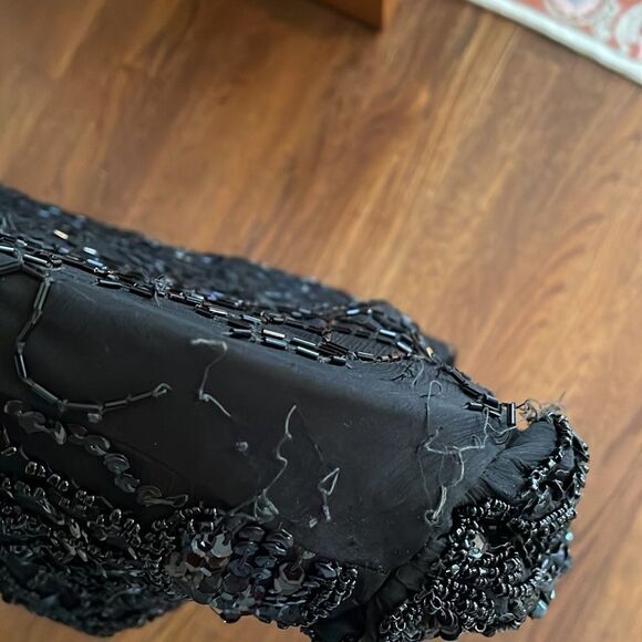 Vtg Laurence  Kazar black beaded & sequined dressy blouse - Picture 10 of 12